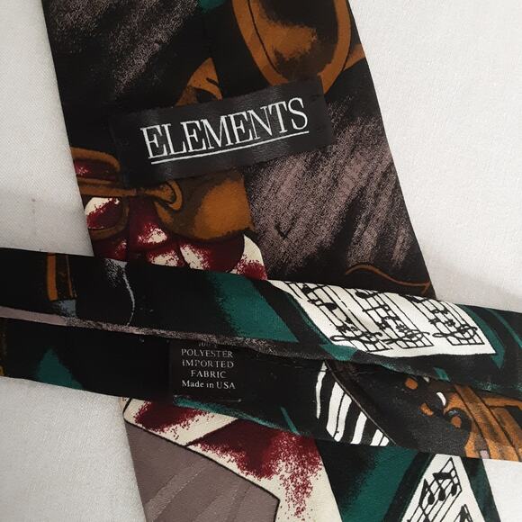 Elements Neck Tie Jazz Music Theme Collage of Singer Piano Trumpet - Picture 2 of 7